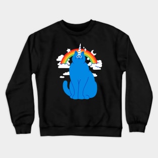 Blue Unicorn Cat Crewneck Sweatshirt